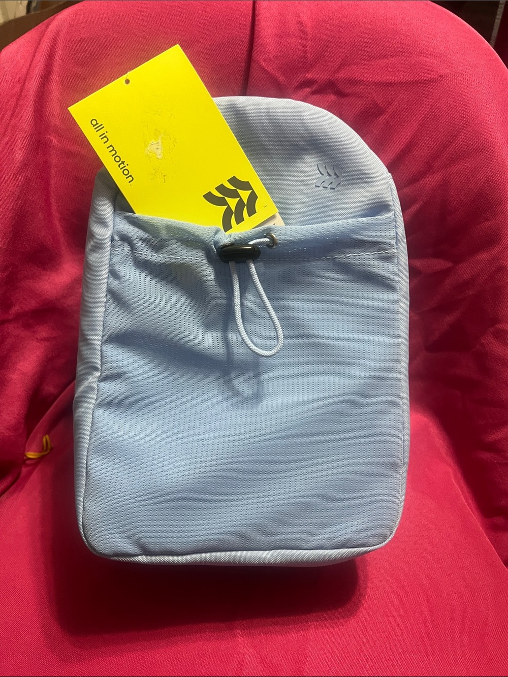 all in motion Light Blue insulated lunch box  with Front Drawcord